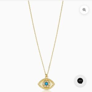 Oradina 14K Evil Eye Pendant Necklace Solid Gold